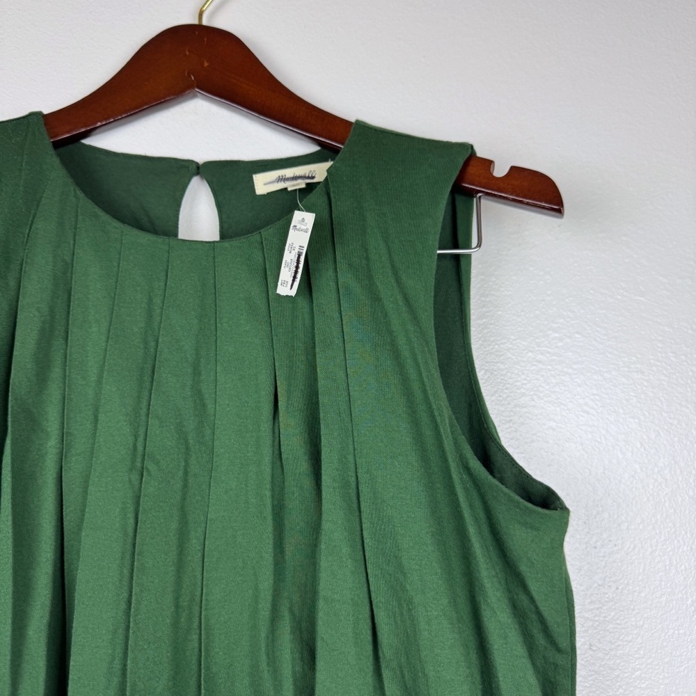 Madewell Sleeveless Crewneck Lightweight Jersey Bubble Hem Top Green Size XS NWT - Picture 5 of 8